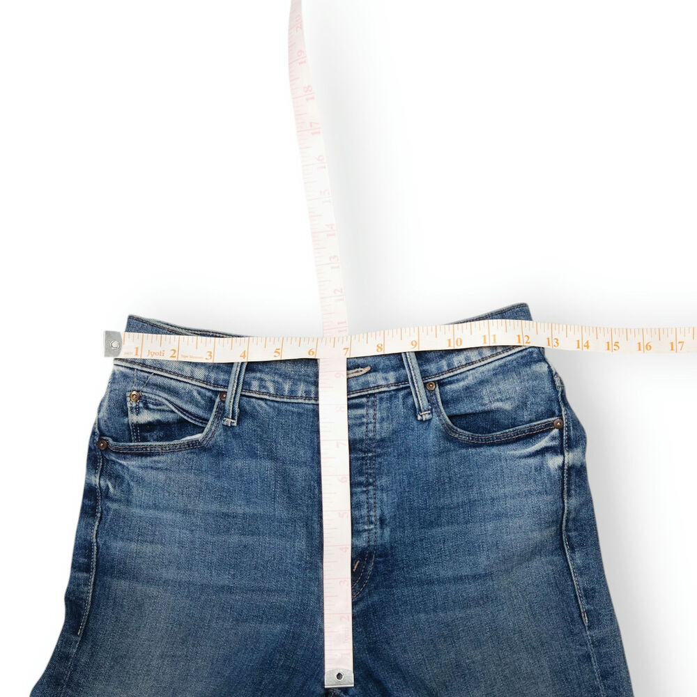 Mother Stunner Ankle Fray Denim Jeans High Rise Button Fly Raw Hem Old Money 24 - Picture 11 of 13